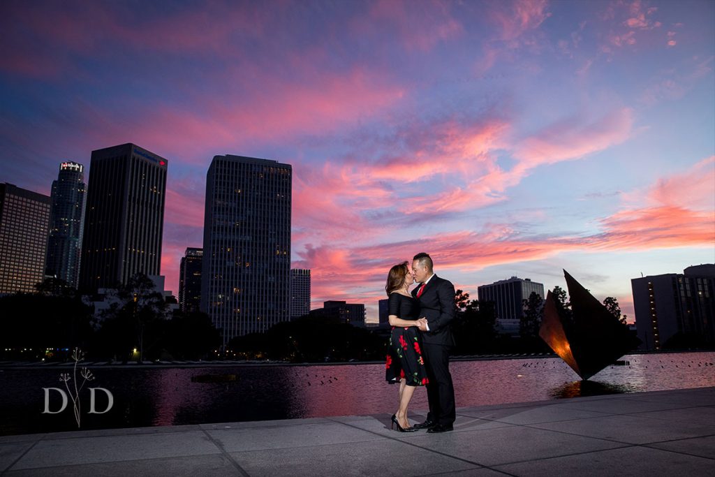 Downtown Los Angeles Family Photography Romantic Skyline